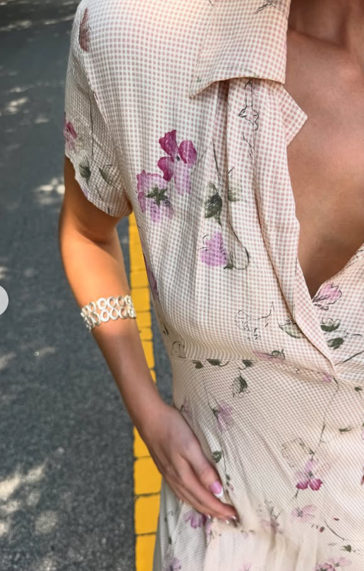 Vintage 90s pink floral midi dress 🌸