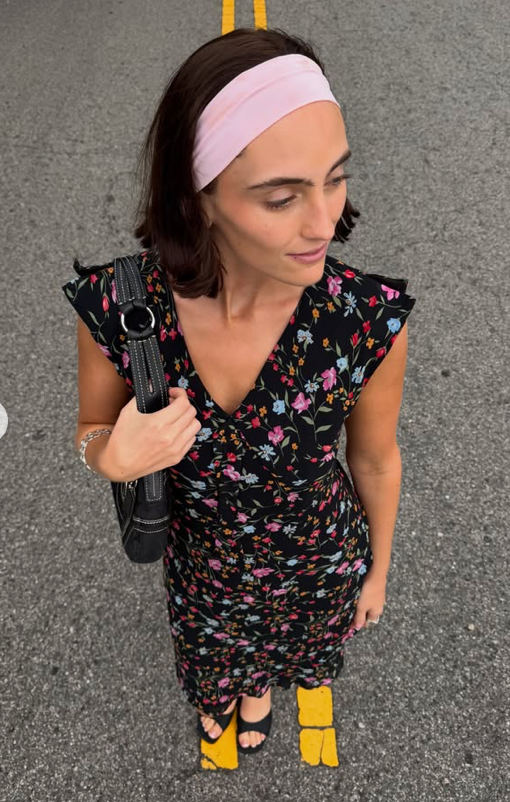 Vintage 90s black floral midi dress