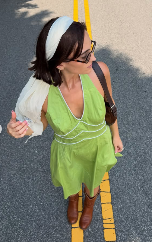 Vintage 90s green halter backless midi dress 🐢