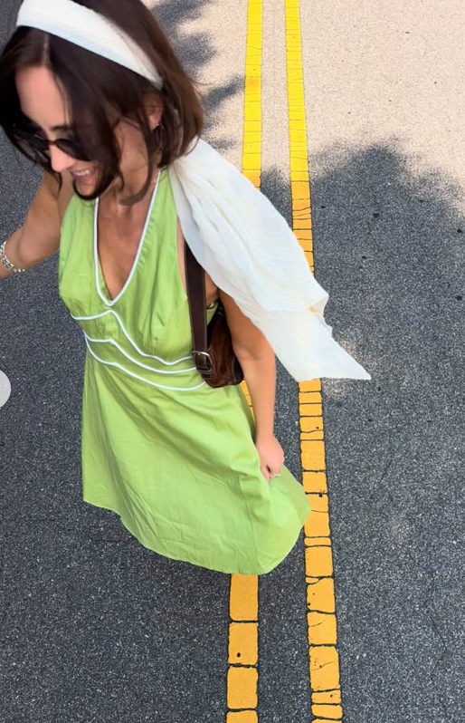 Vintage 90s green halter backless midi dress 🐢
