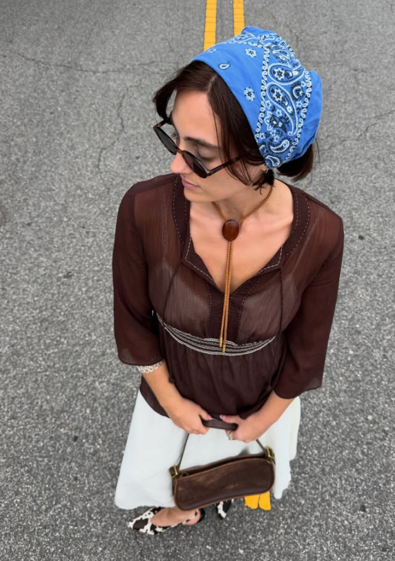Vintage 90s sheer brown boho top 🌵