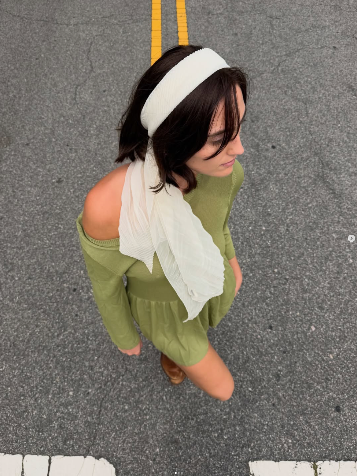 Vintage 90s silk off the shoulder mini green dress
