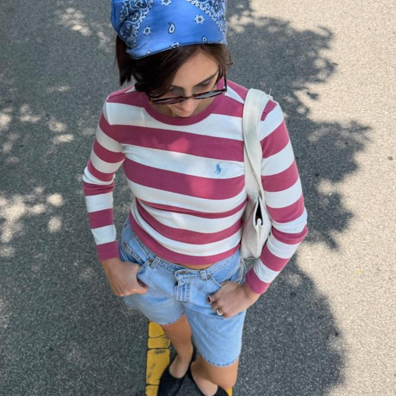 Vintage 90s Polo pink striped long sleeve shirt 🍱