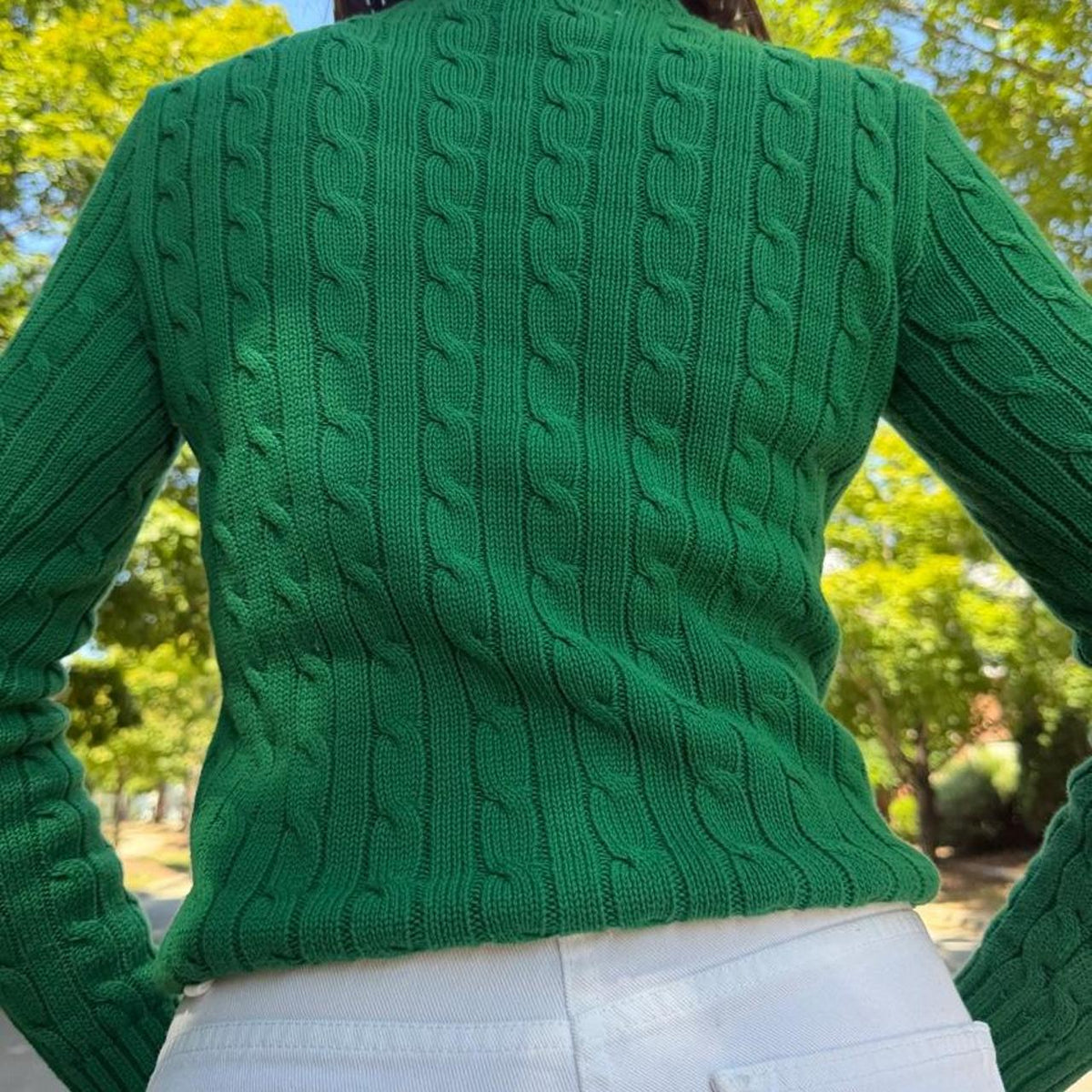 Green Ralph Lauren cable knit cotton sweater🍏