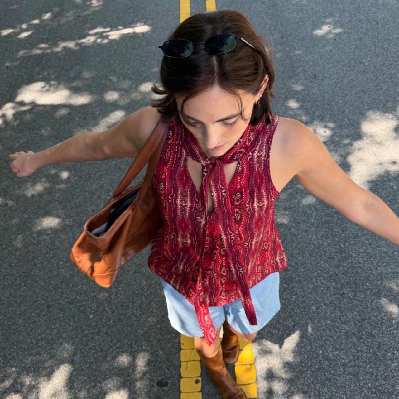 Paisley print tie front blouse 🍒