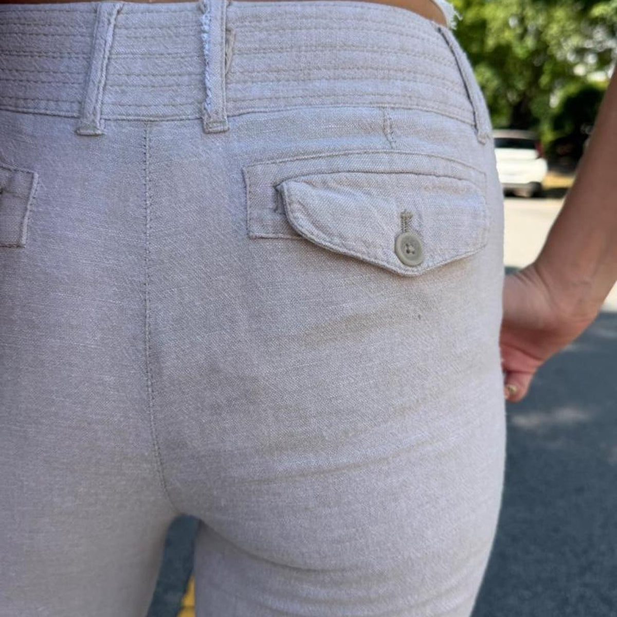 Vintage 90s low-rise cream linen capris 🍯
