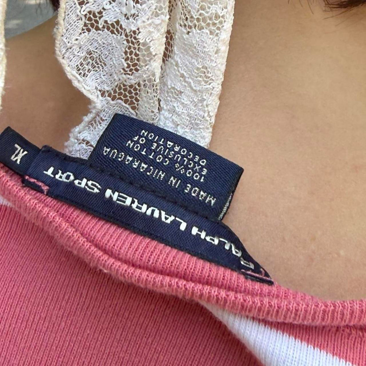 Ralph Lauren pink stripped polo long sleeve 🌸