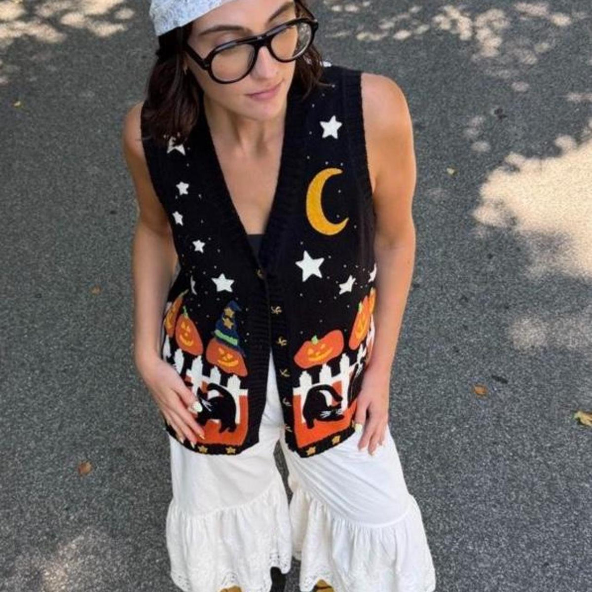 Vintage 90s Halloween sweater vest 🎃🐈‍⬛🌙✨
