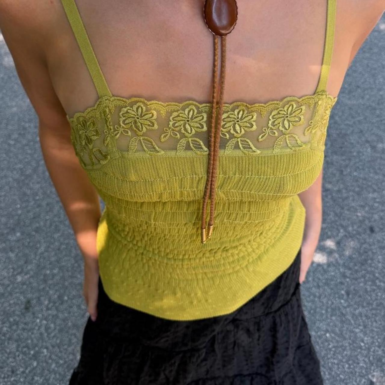 Vintage 90s chartreuse form-fitted tank top