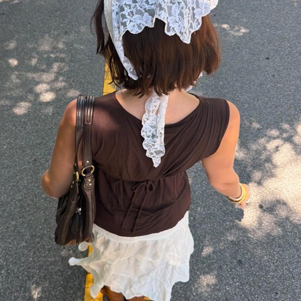 Vintage 90s brown tie blouse 🏜️