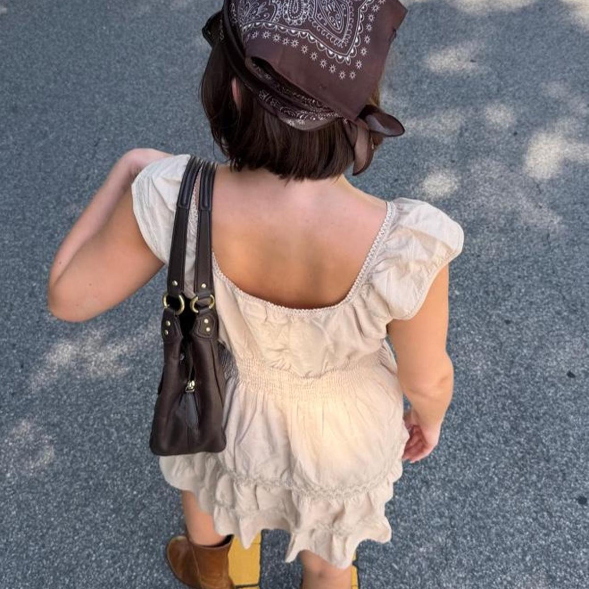 Vintage 90s beige boho mini dress 🌾