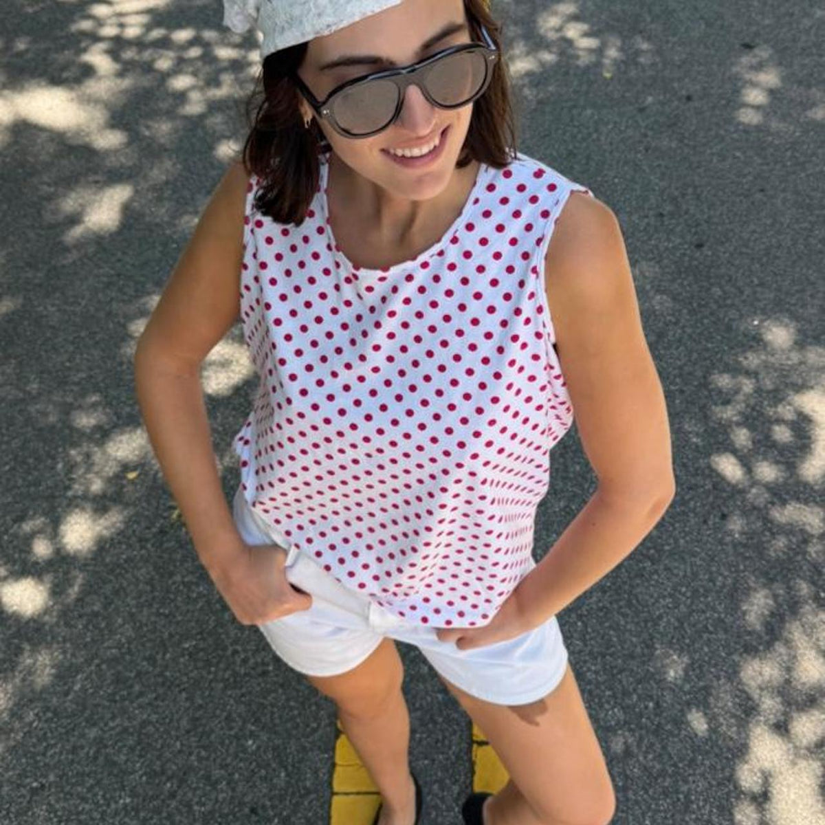 Vintage 90s polka dot cotton tank top 🔴