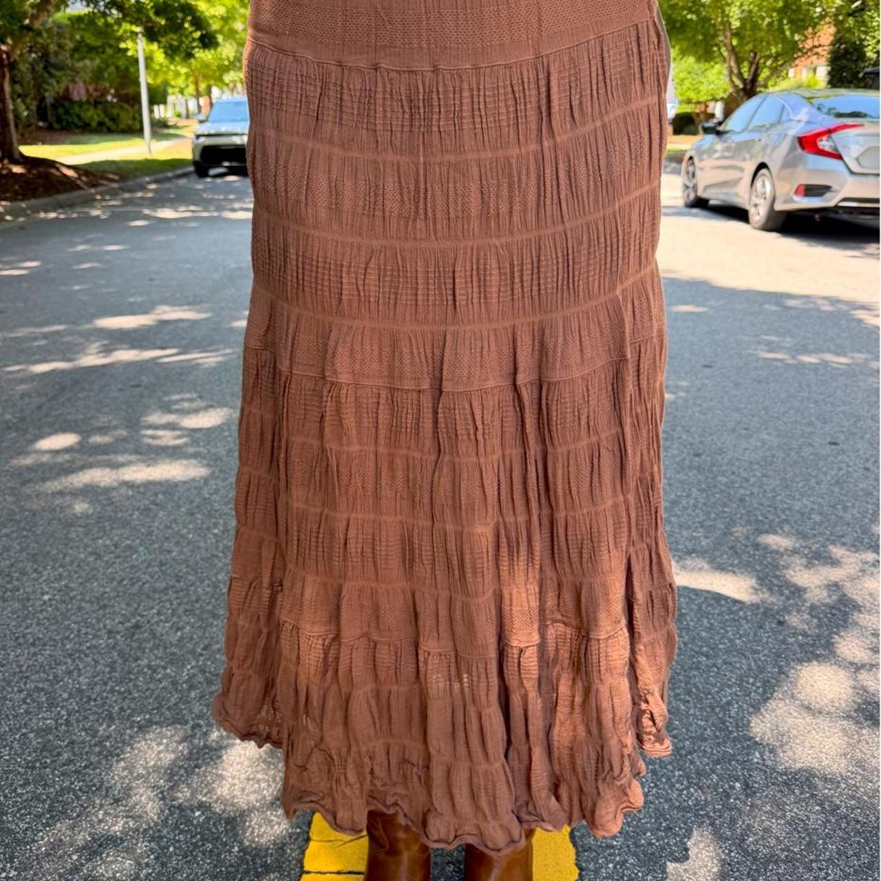 Brown ruched maxi skirt 🍩