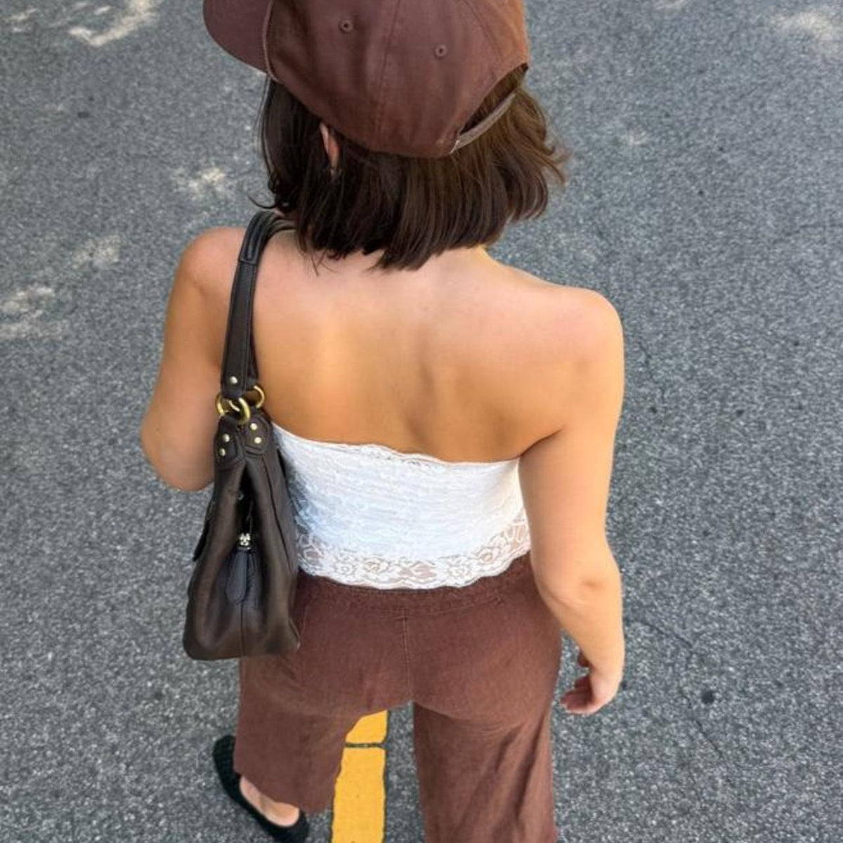 Vintage 90s low-rise brown linen capri pants 🐂