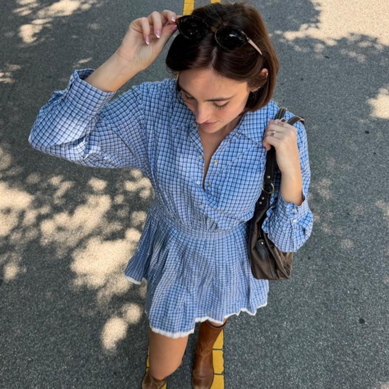 Vintage 90s western long sleeve mini dress 🫐
