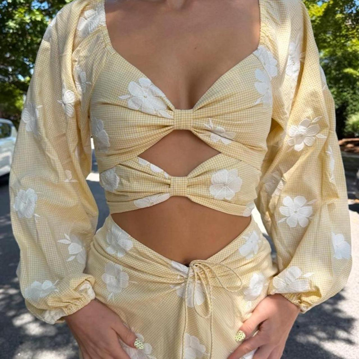 Sabo open cut-out yellow maxi dress 🍋