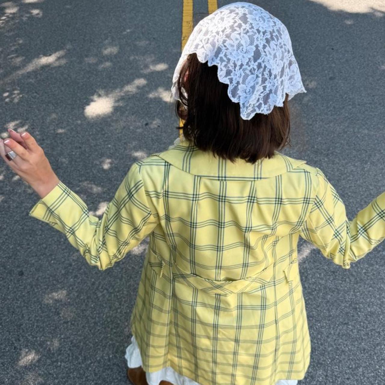 Vintage 1970s yellow plaid blazer long coat