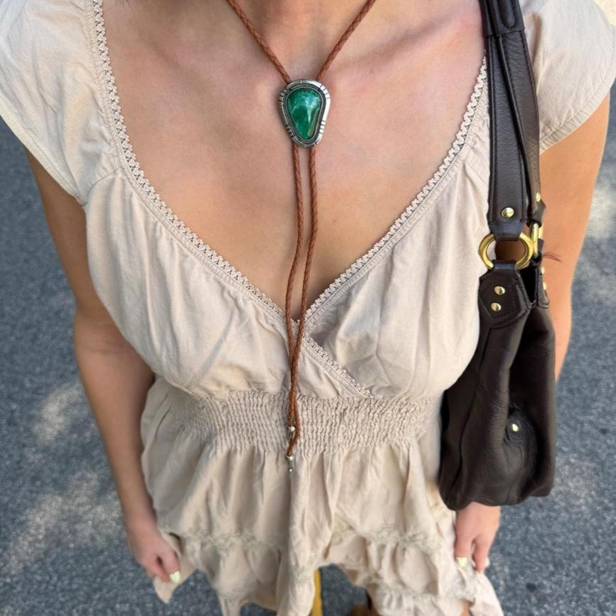 Vintage 90s beige boho mini dress 🌾