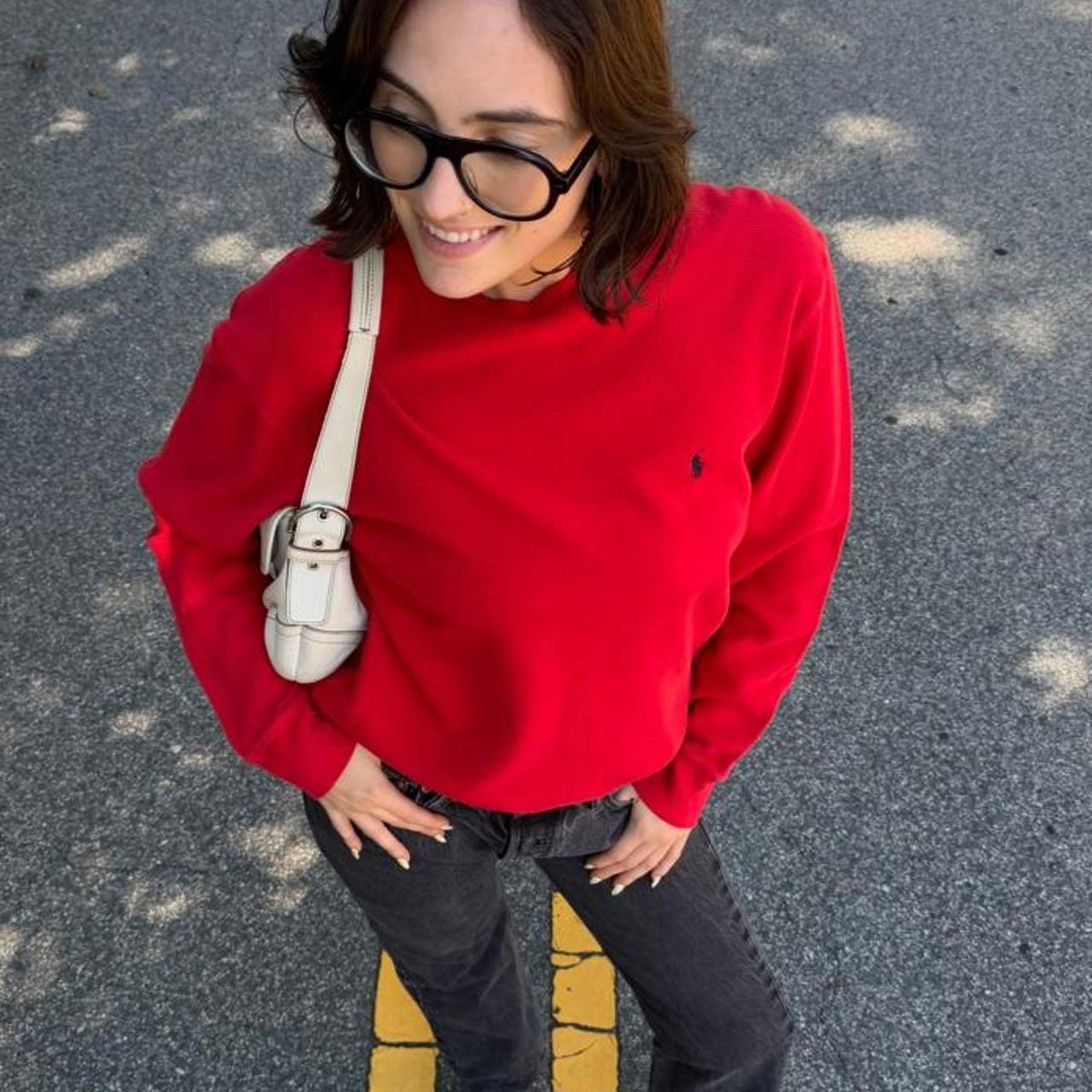 Vintage 90s Polo red waffle knit long sleeve 📕
