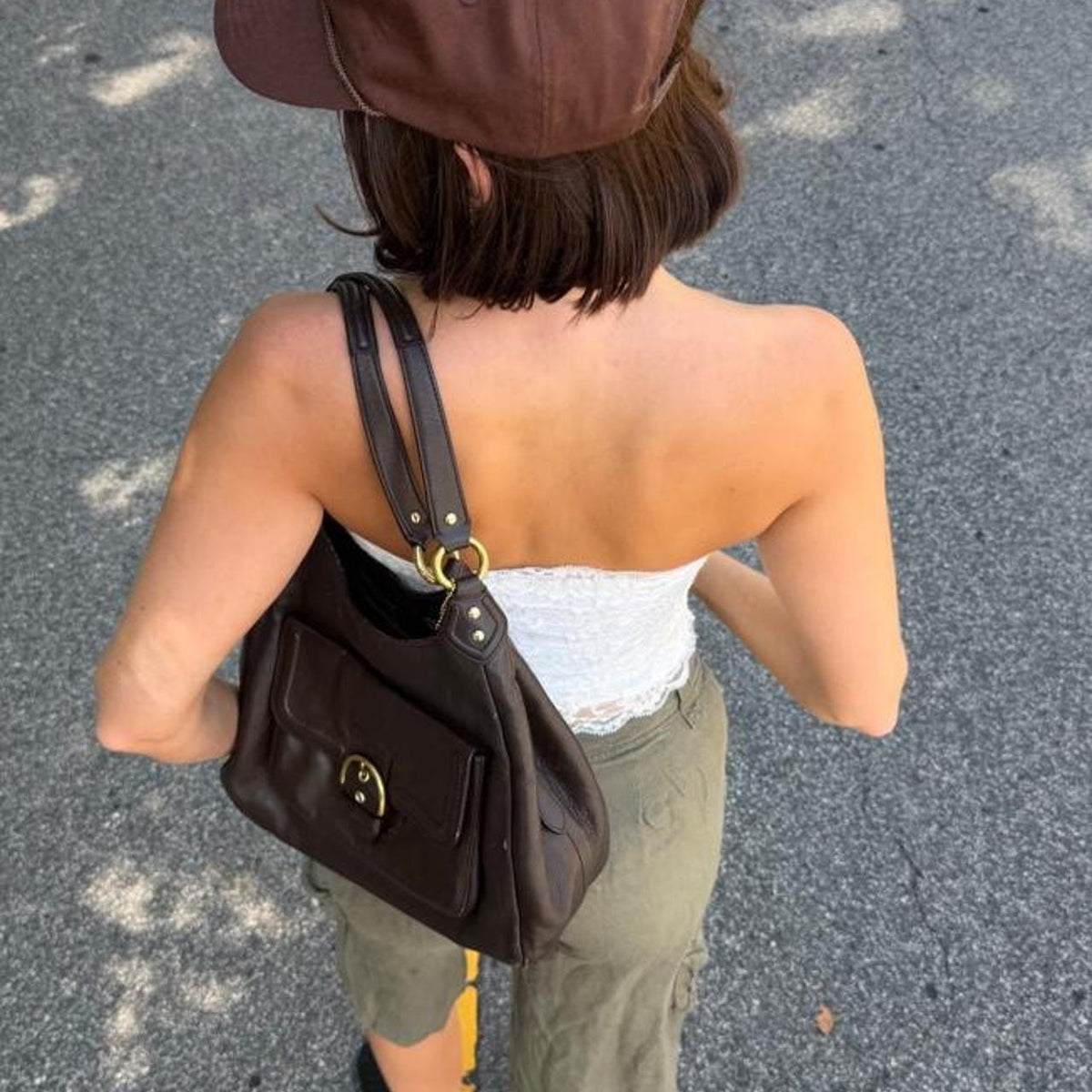 Vintage linen low-rise olive green cargo capri pants 🫒