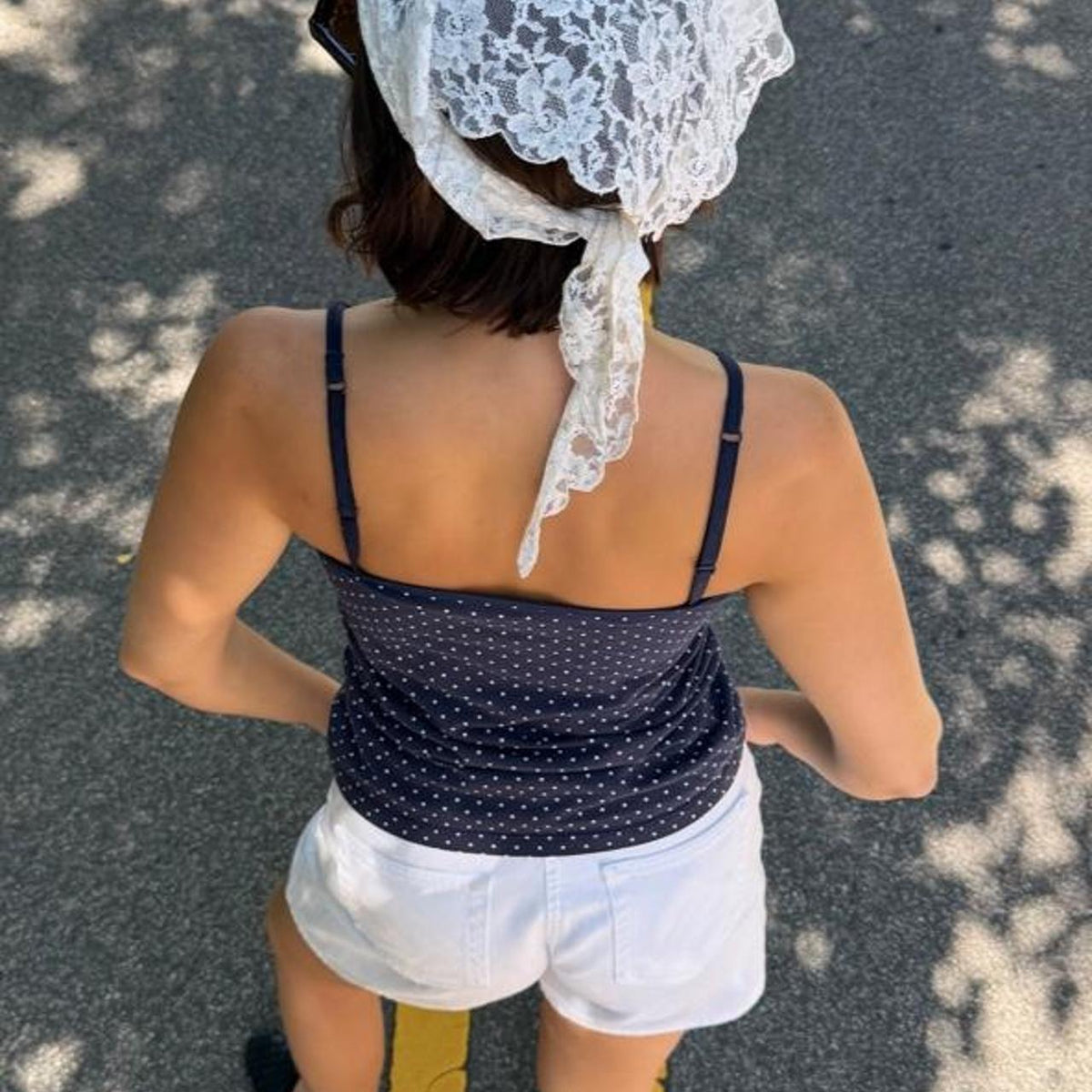 Navy blue cotton polka dot tank top ⛵️