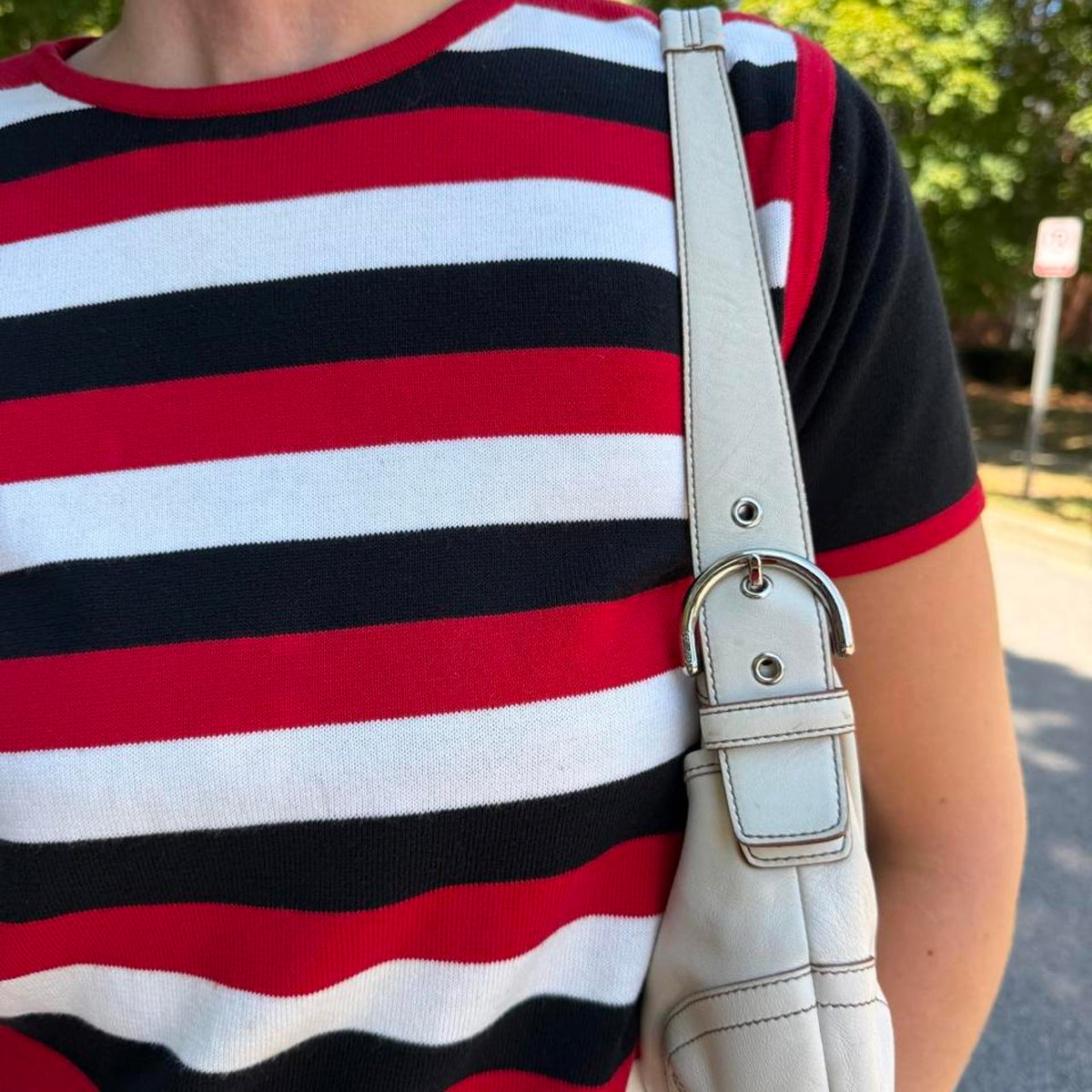 Vintage 90s Liz Sport striped short sleeve sweater top 🍒