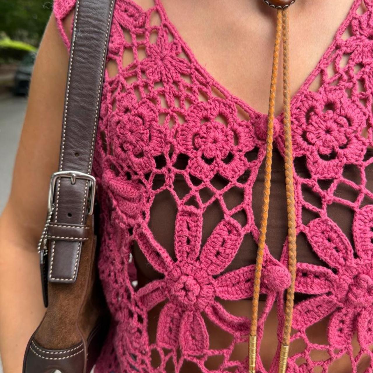 Vintage 90s crochet floral vest ✌🏼