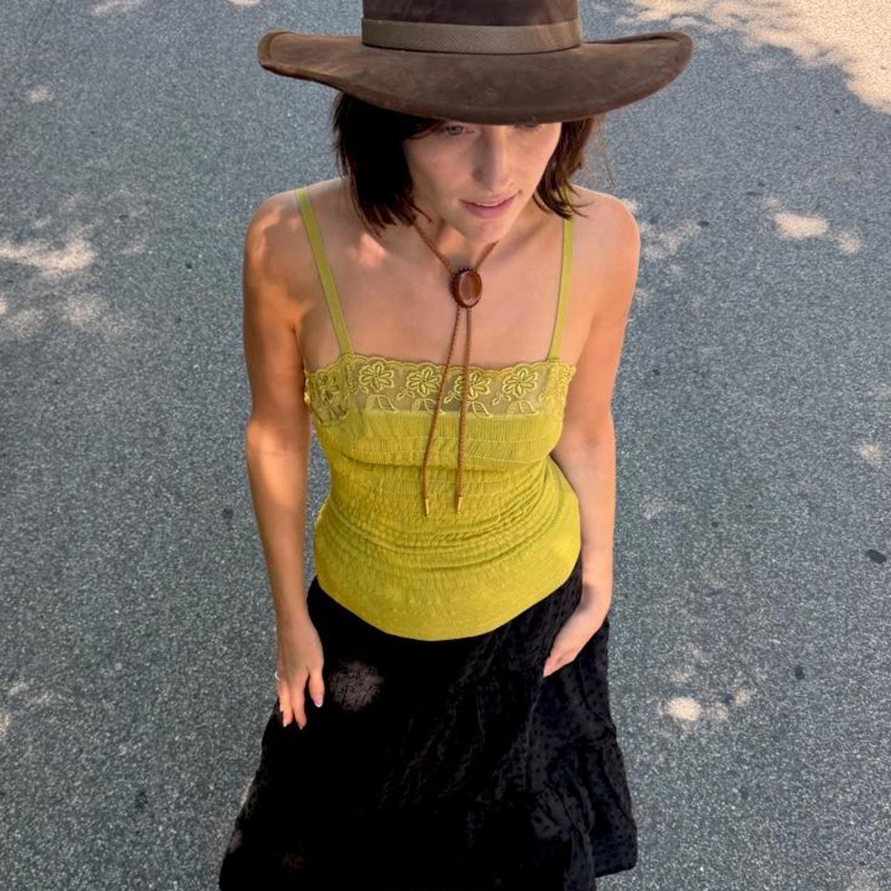 Vintage 90s chartreuse form-fitted tank top