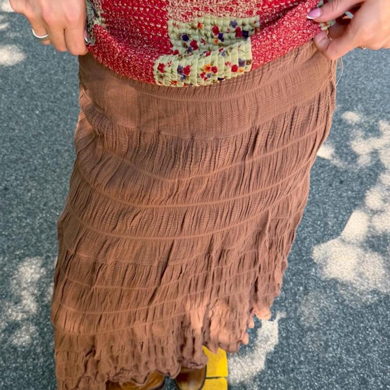 Brown ruched maxi skirt 🍩