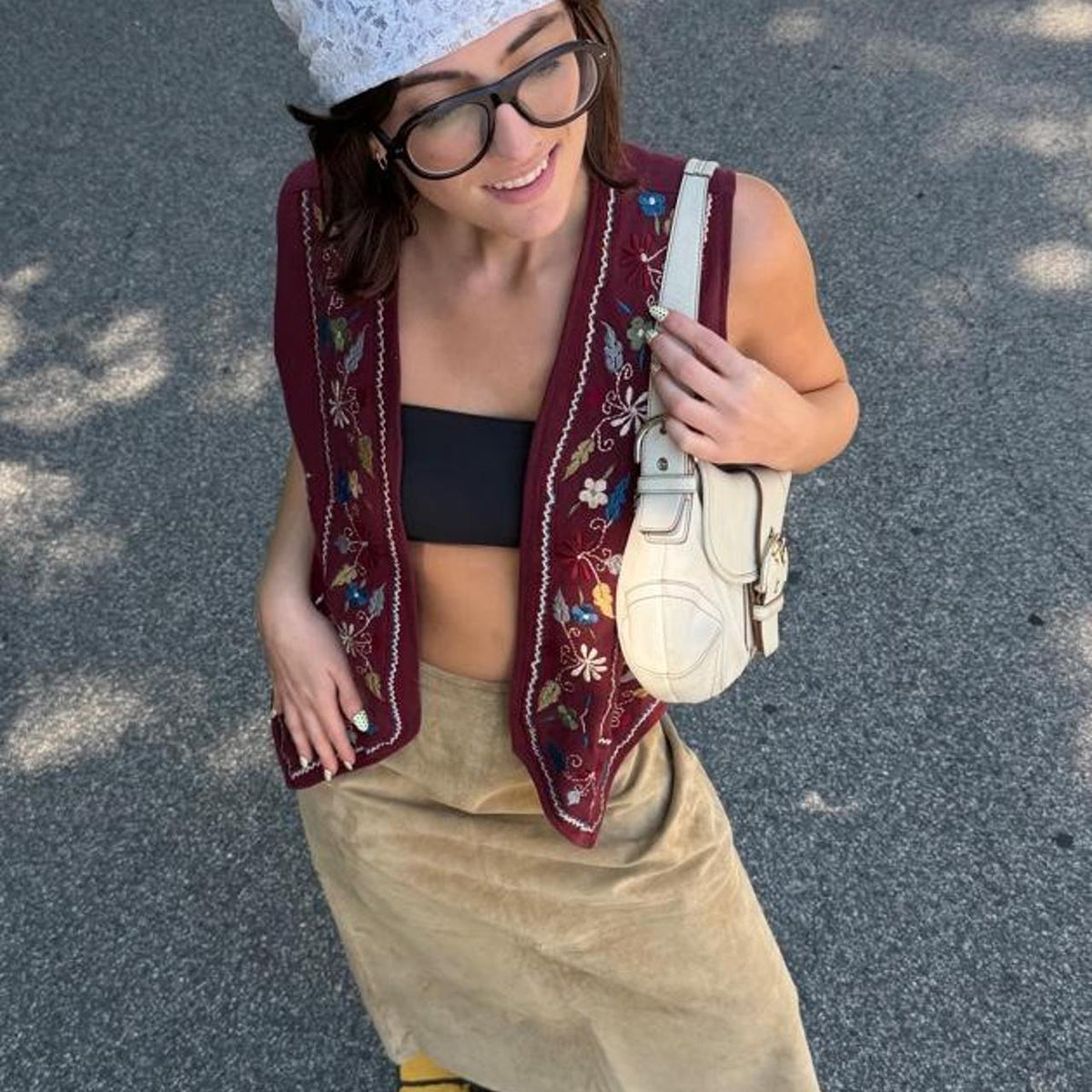 Vintage 90s floral embroidered vest