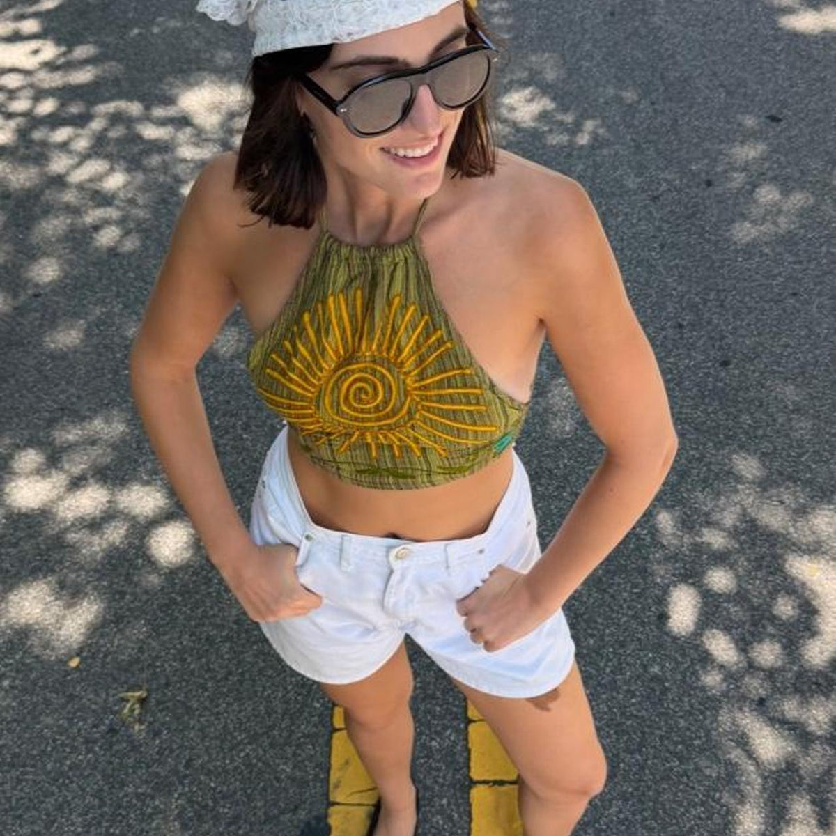 Vintage 90s sun boho halter top 🌞