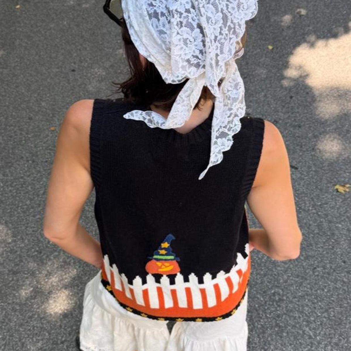 Vintage 90s Halloween sweater vest 🎃🐈‍⬛🌙✨