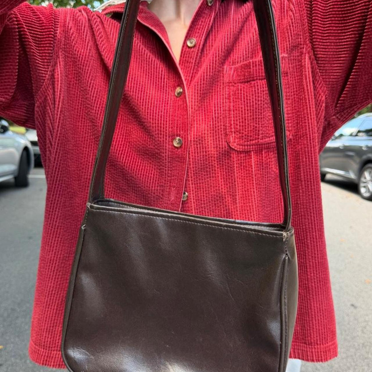 Vintage 90s genuine leather square shoulder bag🧲