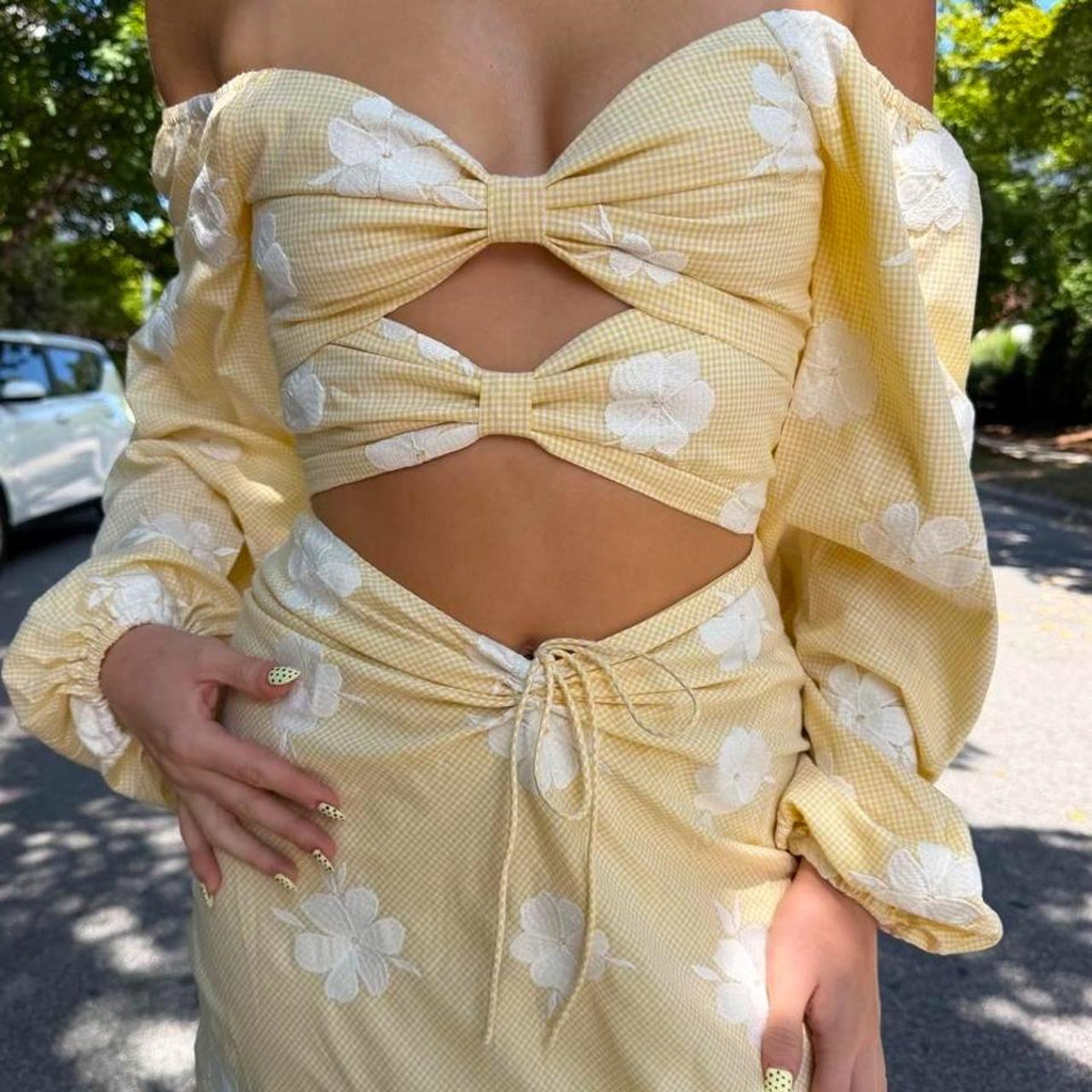 Sabo open cut-out yellow maxi dress 🍋