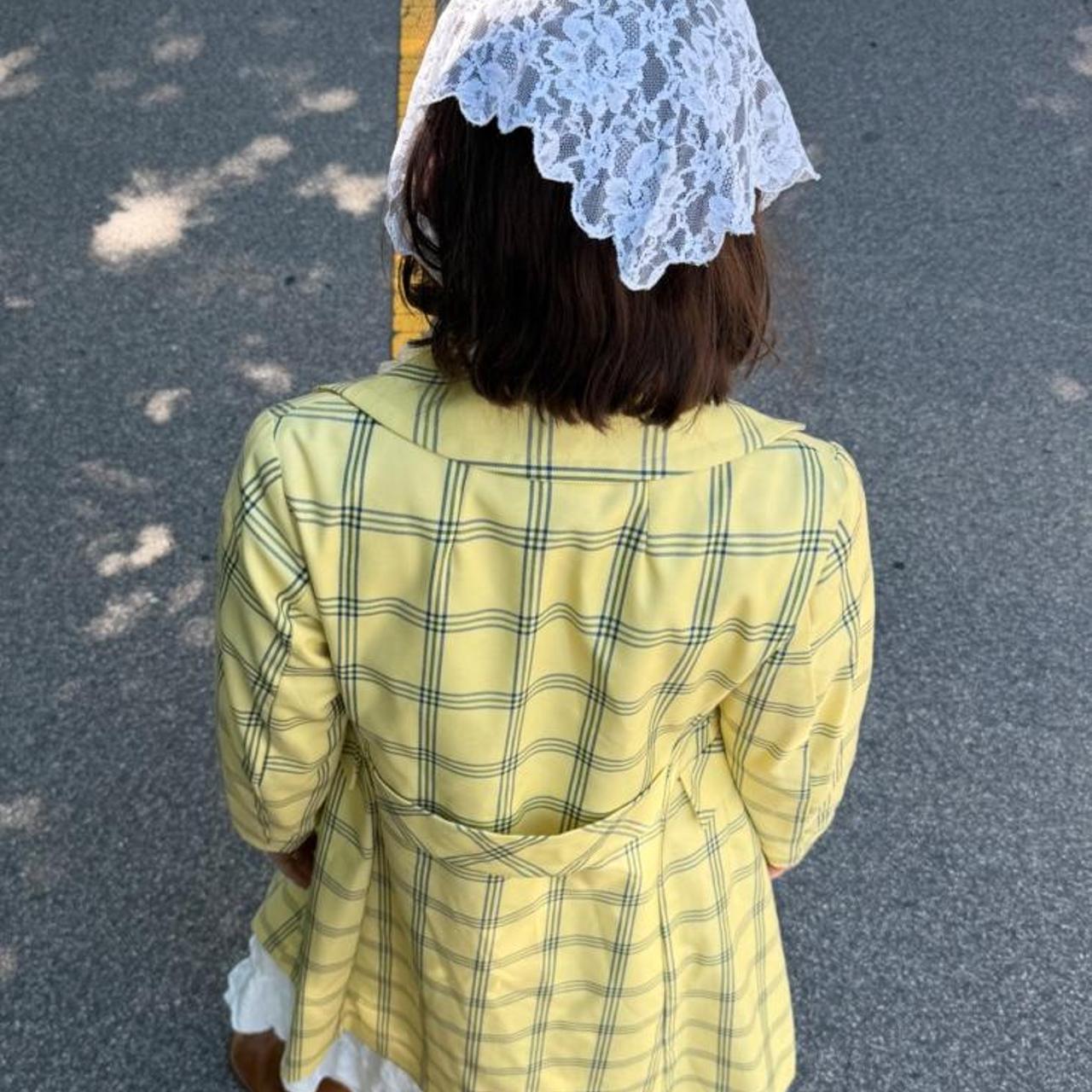 Vintage 1970s yellow plaid blazer long coat