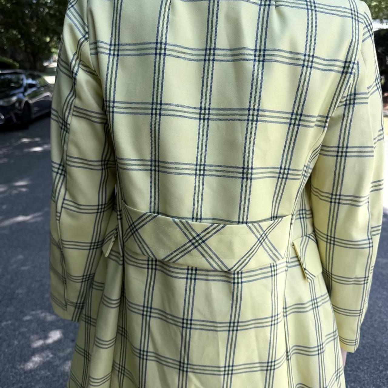 Vintage 1970s yellow plaid blazer long coat