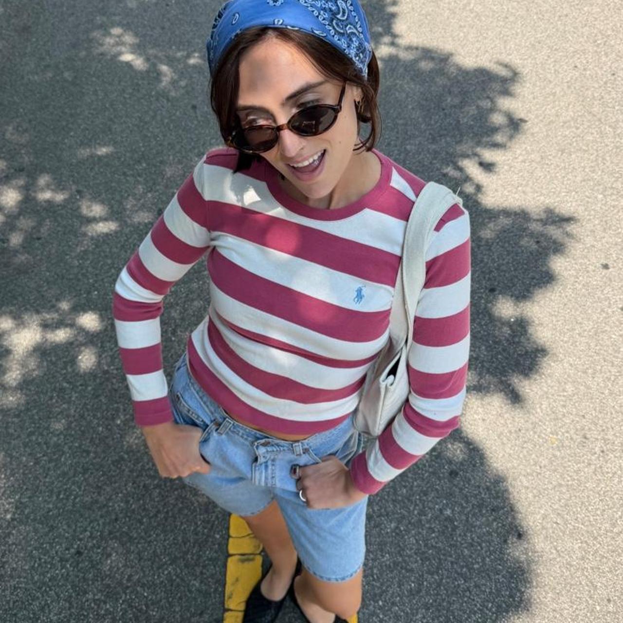 Vintage 90s Polo pink striped long sleeve shirt 🍱