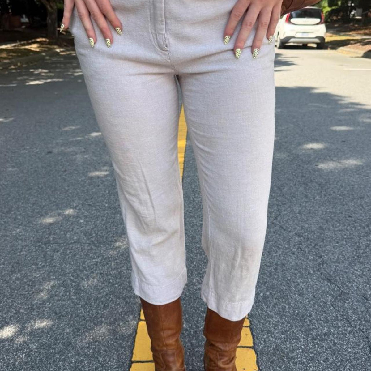 Vintage 90s low-rise cream linen capris 🍯