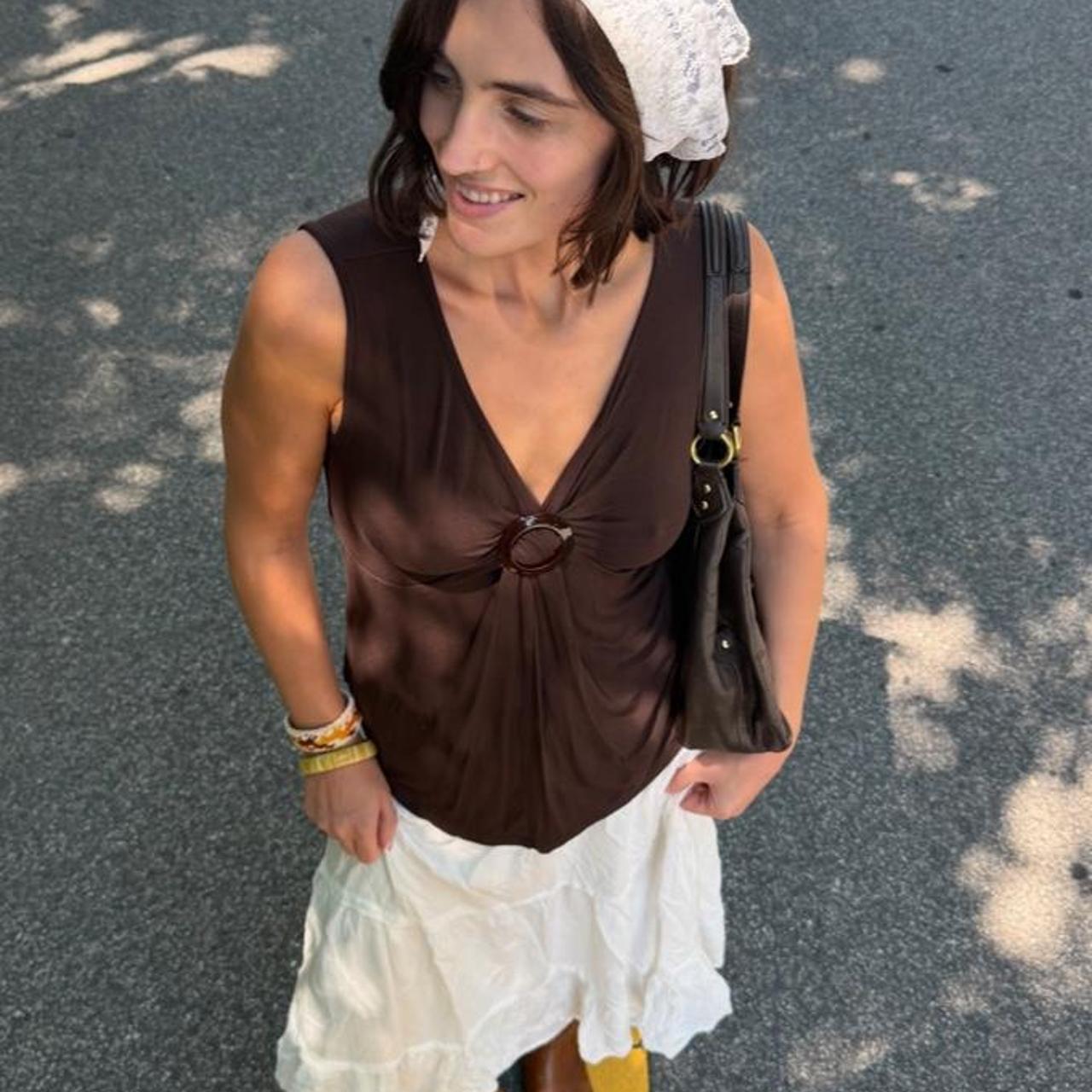 Vintage 90s brown tie blouse 🏜️