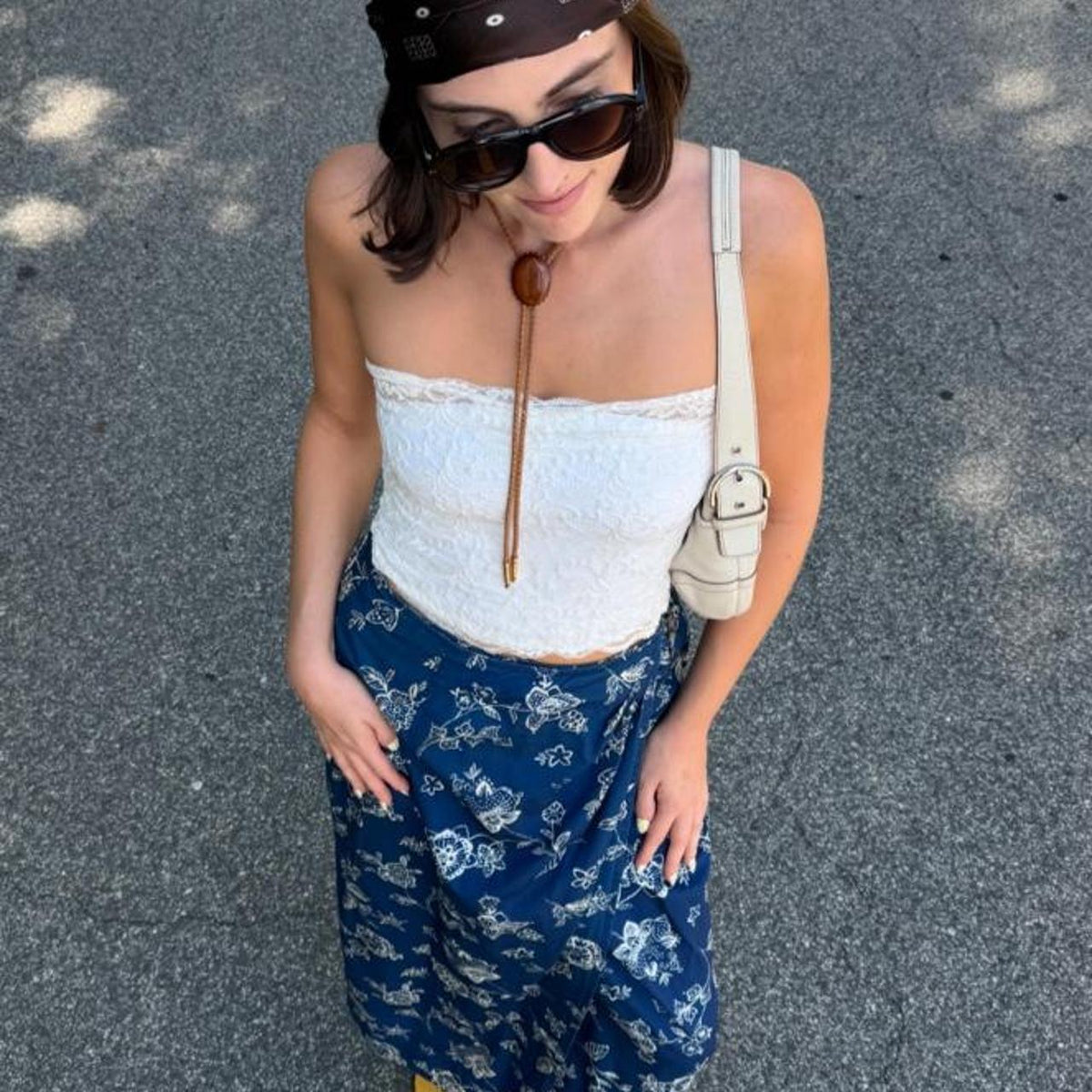 Liz Claiborne floral denim maxi skirt