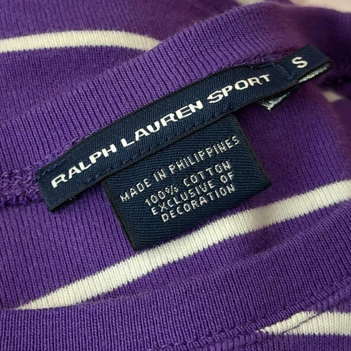 Vintage 90s polo purple w/ white stripes long sleeve